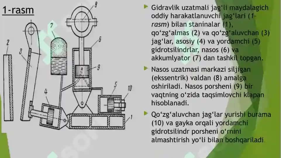 Zamonaviy gidravlik uzatmali jag'li maydalagichlar 5
