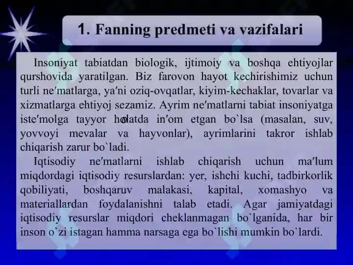 Mikroiqtisodiyot fanining mazmuni, maqsadi va vazifalari 5