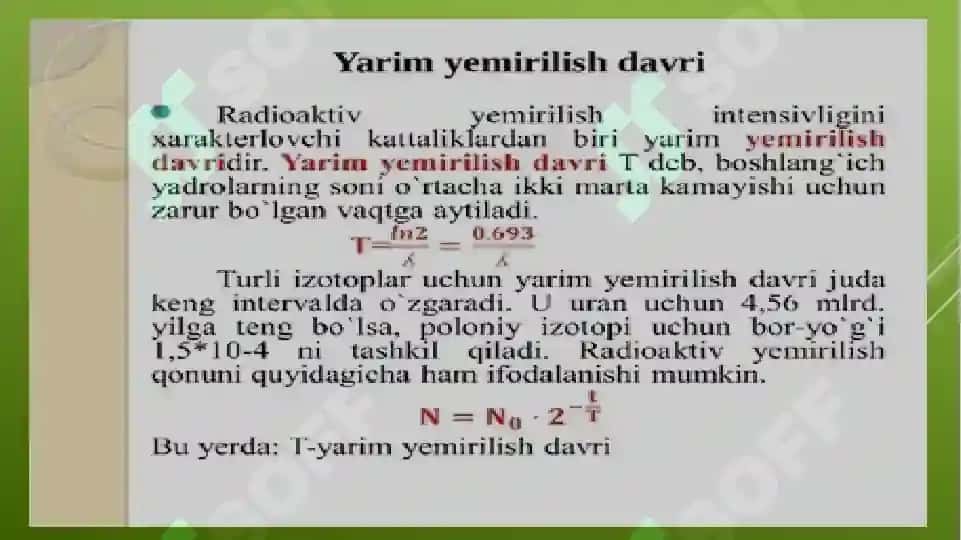 RADIOAKTIV YEMIRILISH QONUNI 4