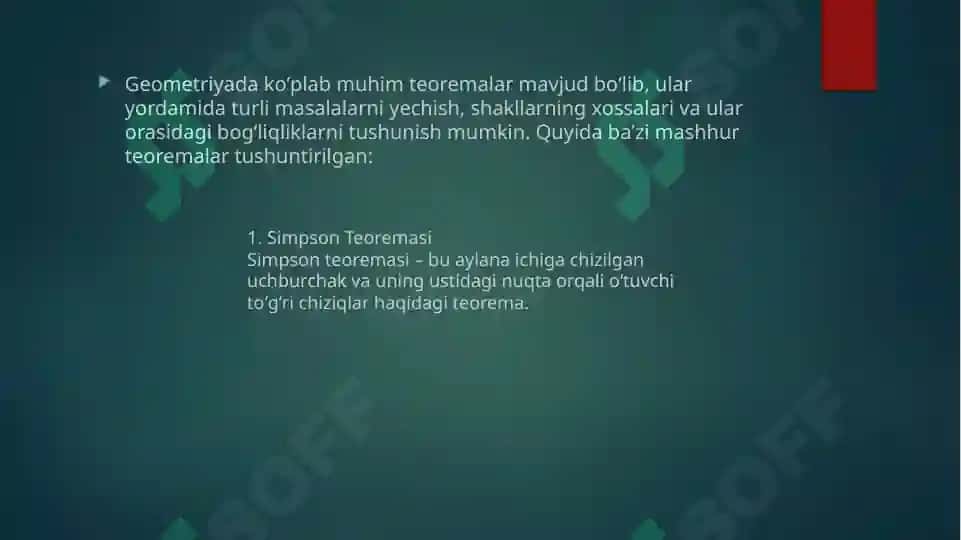 Geometriyadan ajoyib teoremalar 2