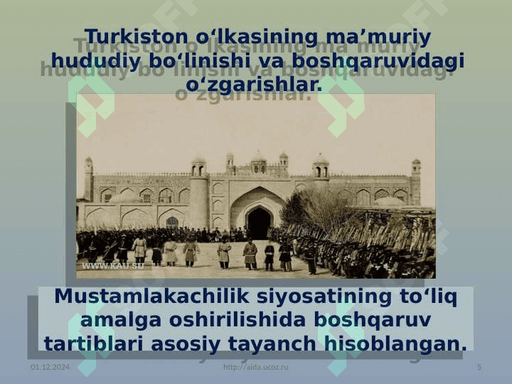 Rossiya imperiyasining Turkistondagi siyosiy-ma’muriy boshqaruv tizimi va milliy-ozodlik harakatlar. 5