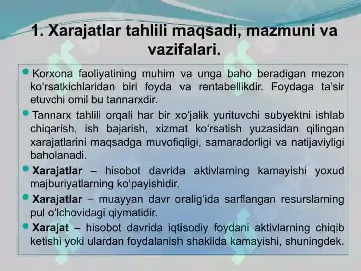 Xarajatlar tahlili 3