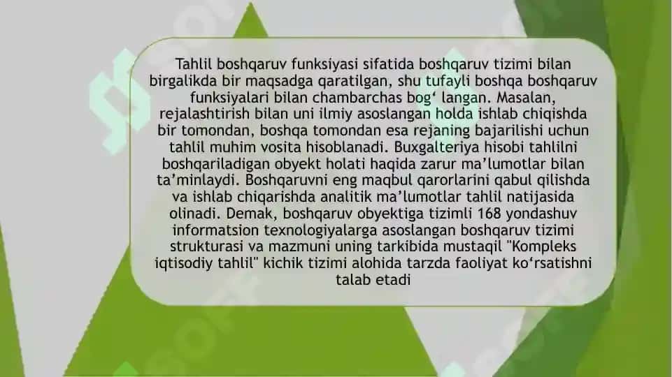 Iqtisodiy tahlilning roli va o'rni 8