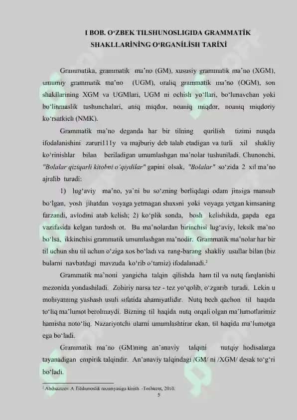 O‘zbek tilshunosligida umumiy va xususiy grammatik ma’no tavsifi 5