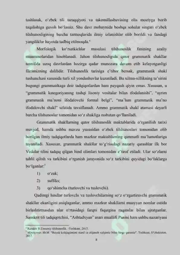 O‘zbek tilshunosligida umumiy va xususiy grammatik ma’no tavsifi 8