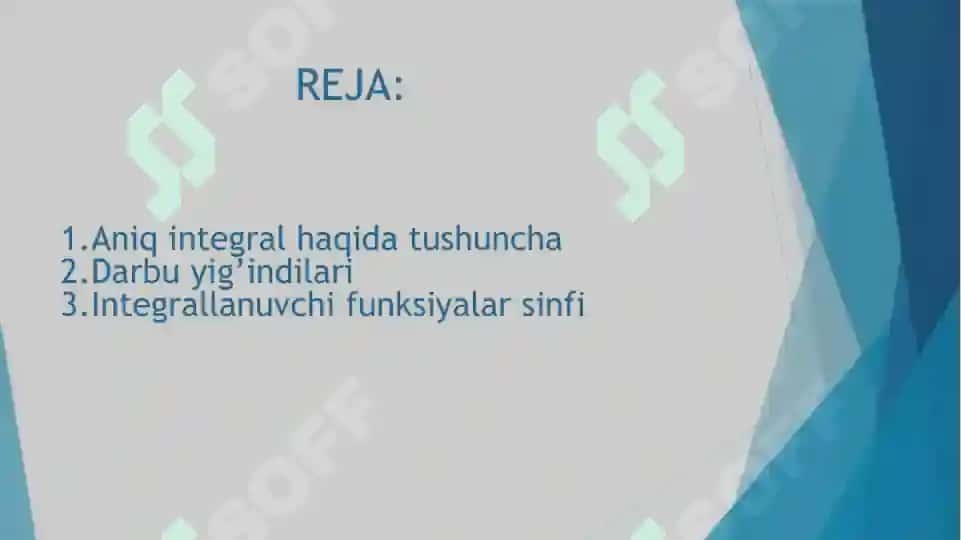 Aniq integral ta’rifi va mavjudlik sharti.Darbu yig’indilari 2