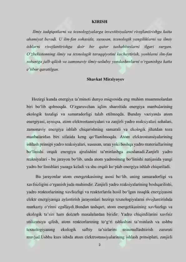 Atom elektrostansiyalar va zanjirli yadro reaksiyalari haqida 2