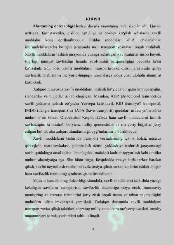 XAVFLI MODDALARNI XAVFSIZ TRANSPARIROVKA QILISH TALABLARI 3