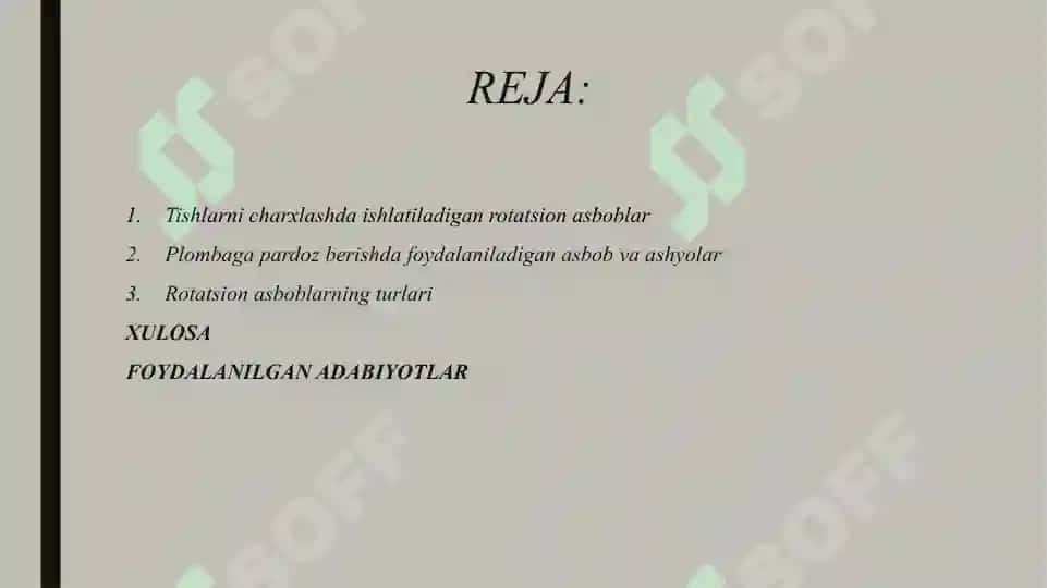 Tishlarni charxlashda ishlatiladigan rotatsion asboblar. Borlar Plombaga pardoz berishda foydalaniladigan asbob va ashyolar 2