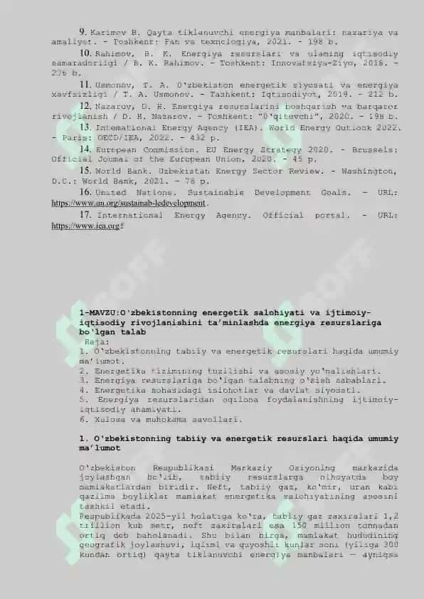 Energiya sarfi tejamkorligi maxsus kursi 6