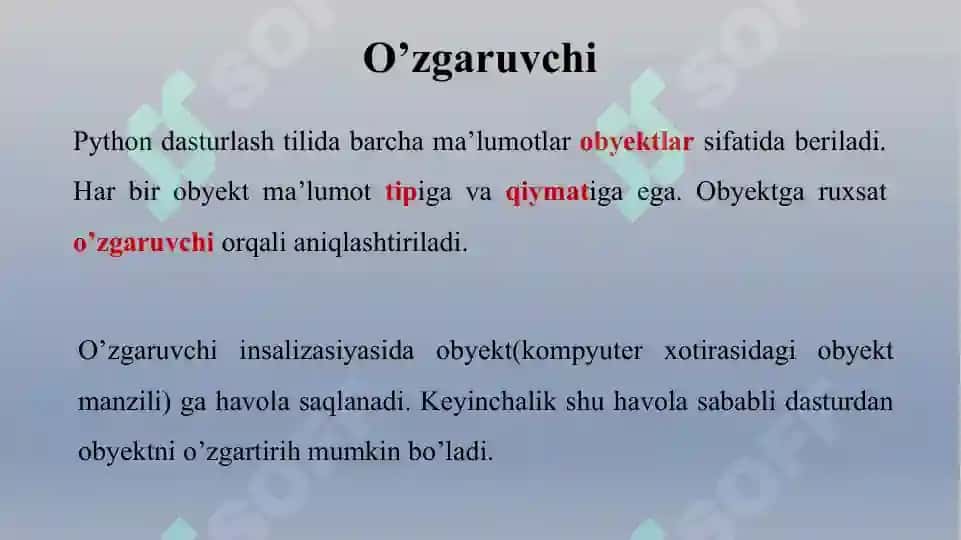 Pythonda o’zgaruvchilar 3