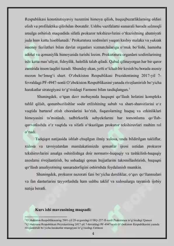O‘zbekiston Respublikasi Bosh prokurori va unga bo‘ysunuvchi prokurorlar 4