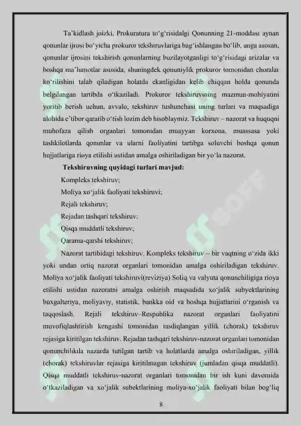 O‘zbekiston Respublikasi Bosh prokurori va unga bo‘ysunuvchi prokurorlar 8