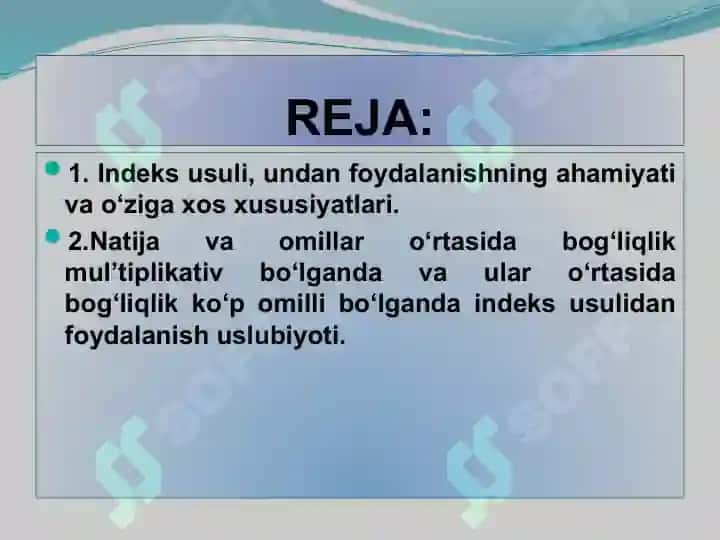 Indeks usuli va undan foydalanish yo'llari 2