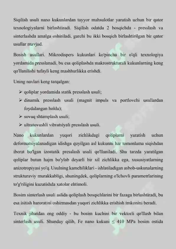 Nano kukunli metallurgiya asosida olingan nanomateriallar 7