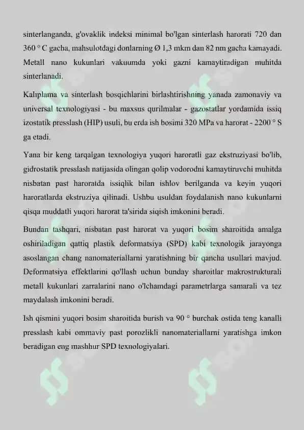 Nano kukunli metallurgiya asosida olingan nanomateriallar 8
