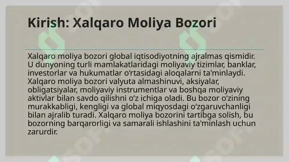 Xalqaro Moliya Bozorini Tartibga Solish 6