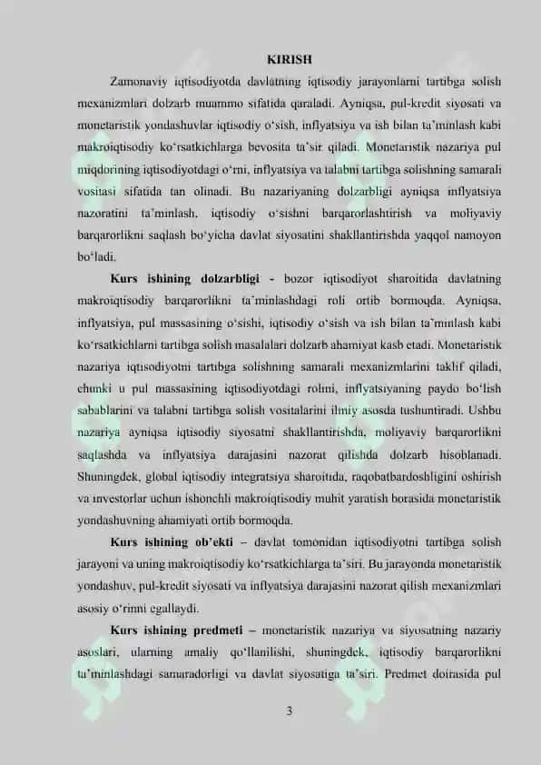 Iqtisodiyotni tartibga solishda monetaristik nazariya va siyosat 3