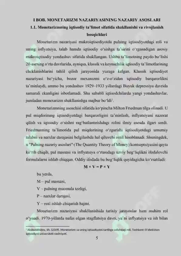 Iqtisodiyotni tartibga solishda monetaristik nazariya va siyosat 5