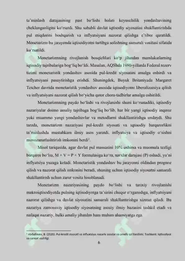 Iqtisodiyotni tartibga solishda monetaristik nazariya va siyosat 6