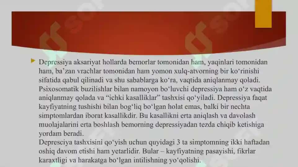 NIQOBLANGAN DEPRESSIYA KLINIK KO`RINISHLARI 4