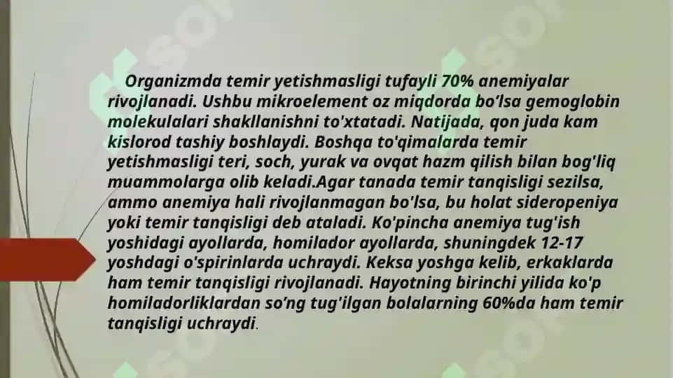 Temir (Fe) tanqislik anemiyasi. 2