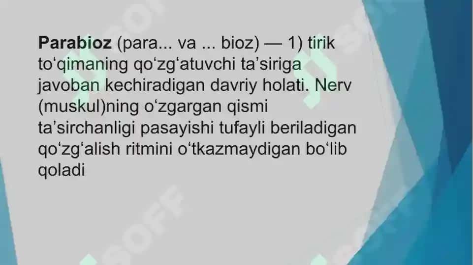 Parabioz holati Glial hujayralarning funksiyalari
Akson transporti 3