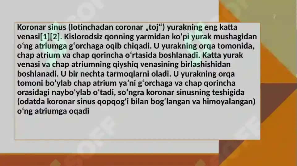 Koronar qon aylanishning xususiyatlari qsx va qmx aniqlash usullari 7