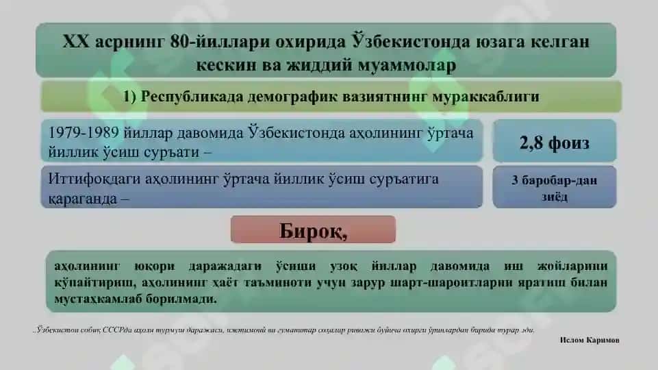 O‘zbekistonning mustaqillikka erishishi arafasidagi ijtimoiy-siyosiy, iqtisodiy ahvoli 3