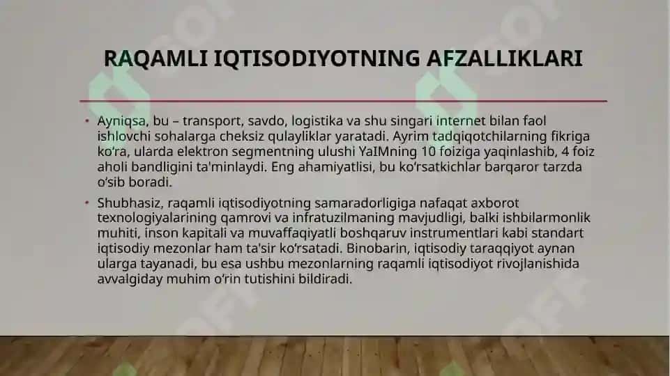 Raqamli iqtisodiyotning xususiyatlari 5