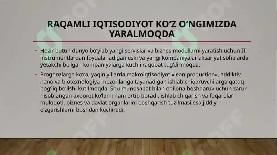 Raqamli iqtisodiyotning xususiyatlari 6