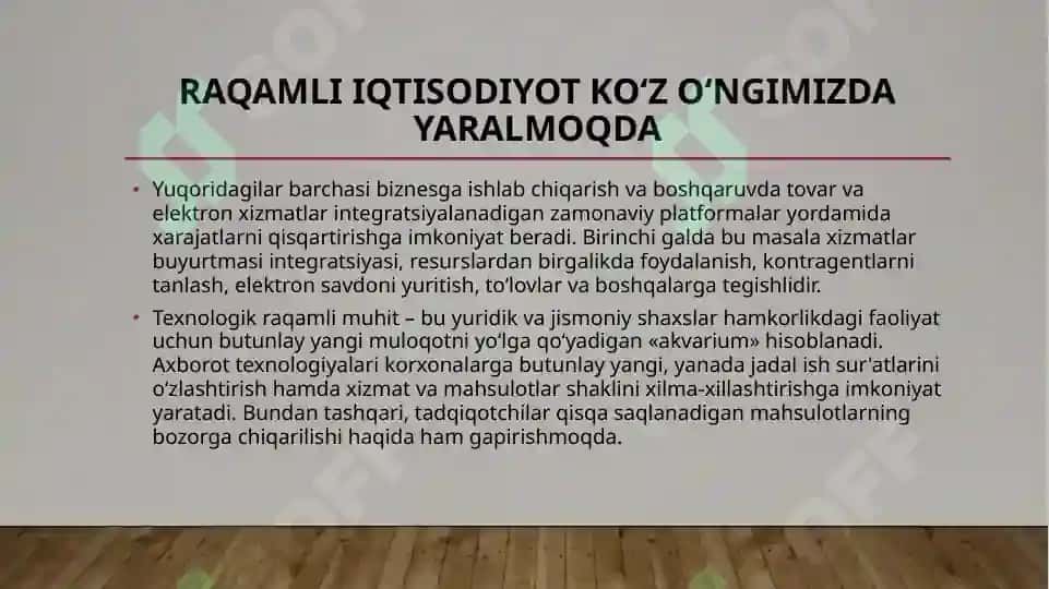 Raqamli iqtisodiyotning xususiyatlari 8