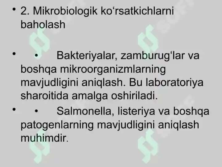 Tez buziluvchi ovqat mahsulotlarining to’la sifatliligini baholash 8