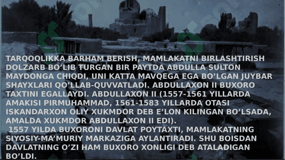 TURKISTONNING XONLIKLARGA BO’LINIB KETISHI VA UNING OQIBATLARI 8