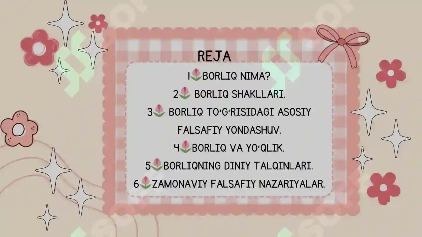 Borliq falsafasi slayd. Ontologiya slayd. 2