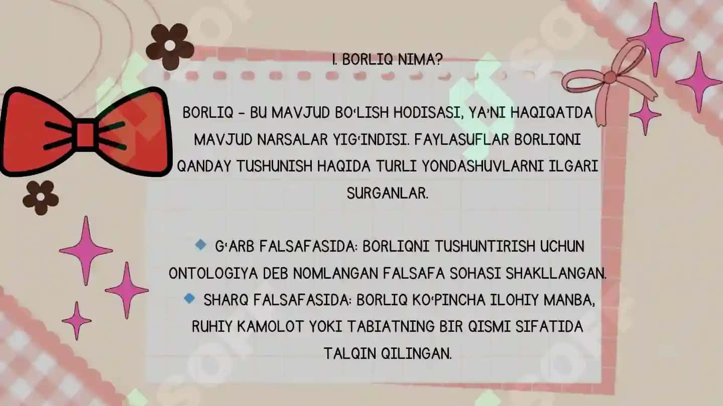 Borliq falsafasi slayd. Ontologiya slayd. 4