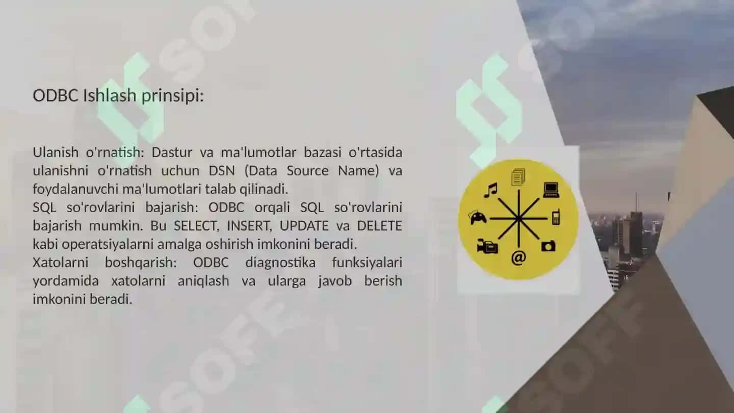 Ochiq ma’lumotlar bazasi aloqasi (ODBC) interfeysi 5