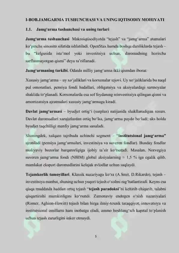 Jamg`arma va uning hajmiga ta`sir qiluvchi omillar 6