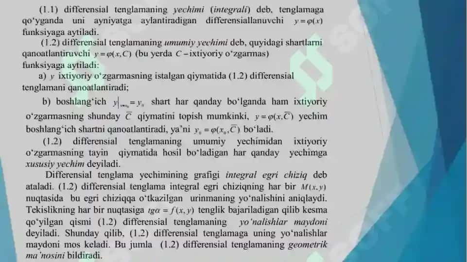 Birinchi tartibli differensial tenglamalar 6