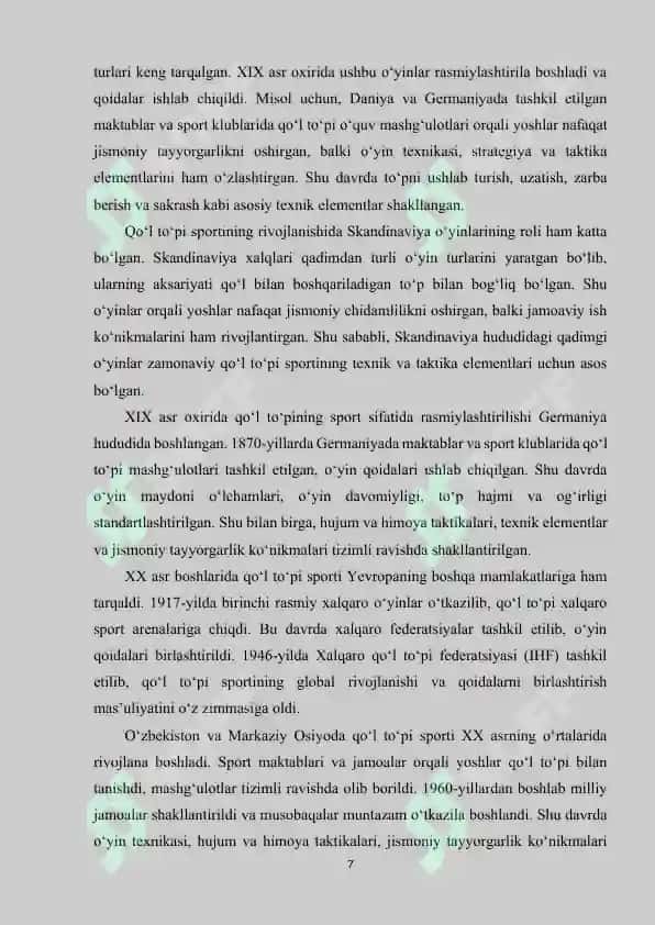 Qo’l to’pining rivojlanish tarix va  tasnifi 7
