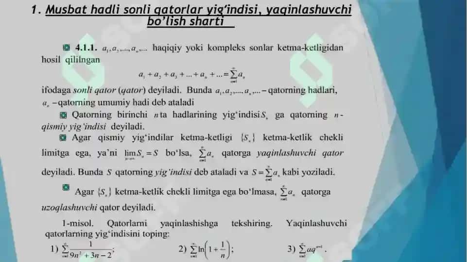 Sonli qatorlar yig'indisi 5