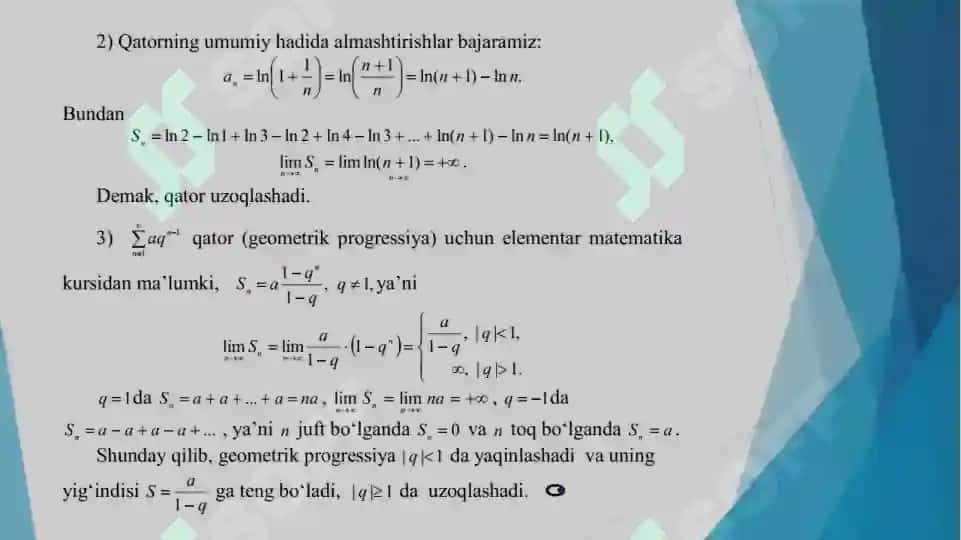 Sonli qatorlar yig'indisi 7