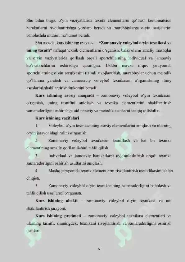 Zamonaviy voleybol  o‘yin texnikasi va uning tasnifi. 5