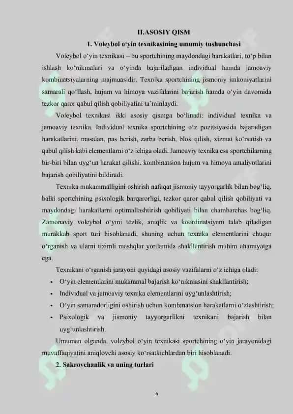 Zamonaviy voleybol  o‘yin texnikasi va uning tasnifi. 6