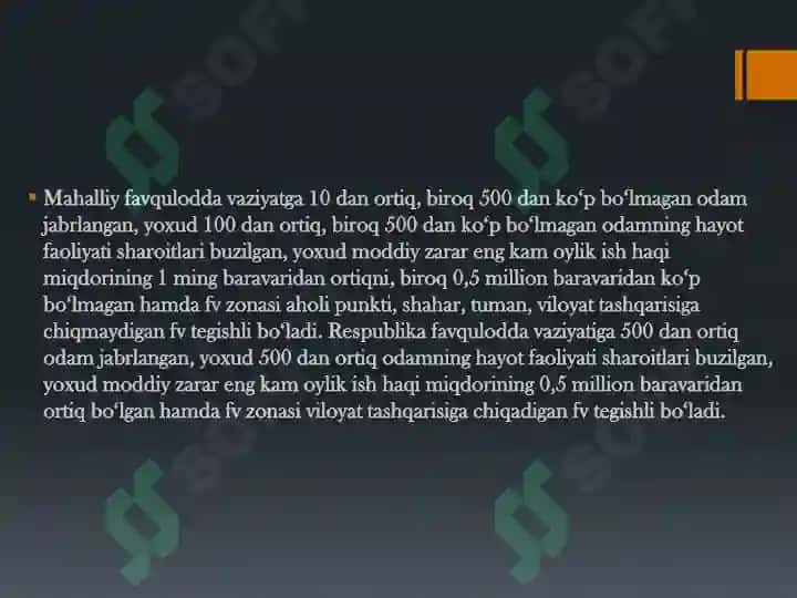 Favqulodda vaziyatlar  to‘g‗risida umumiy tushunchalar. 4