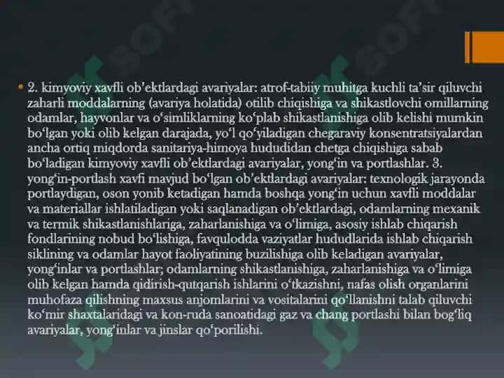 Favqulodda vaziyatlar  to‘g‗risida umumiy tushunchalar. 7