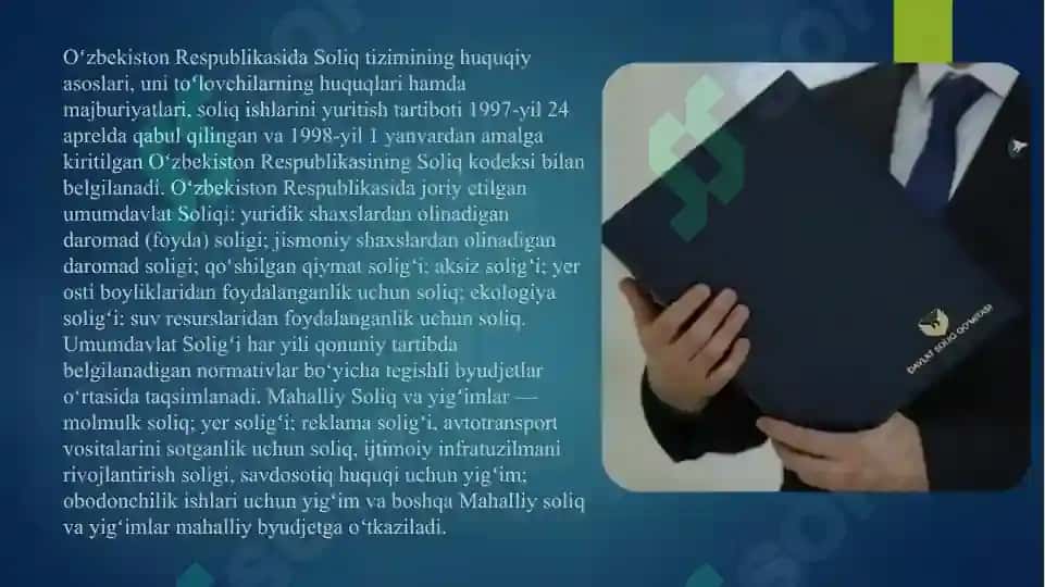 SOLIQ MAJBURIYATLARINING HUQUQIY ASOSI 2