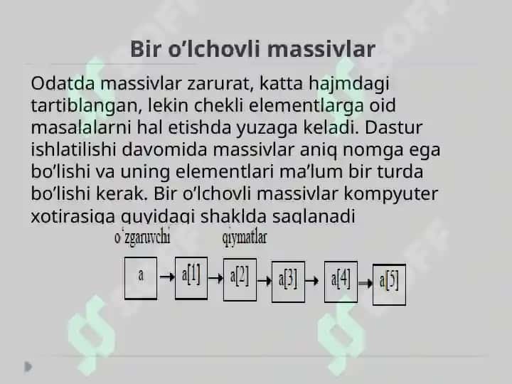 Massivlardan foydalanish holida dasturlash 5