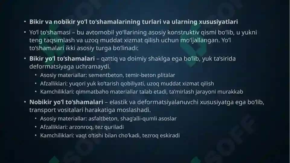 Yo'l to'shamalari va geosintetik materiallar 2