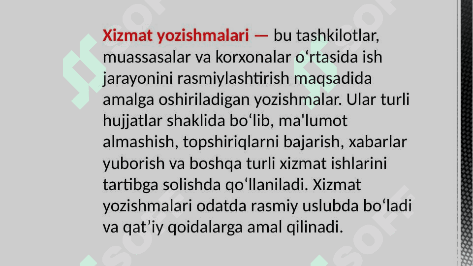 Xizmat yozishmalari 2